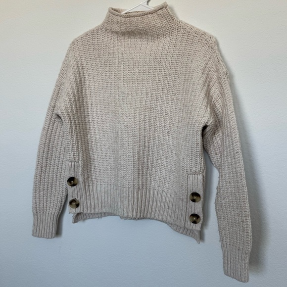 Madewell chunky knit, mock neck side- button pullover wool sweater sz small - Picture 5 of 11